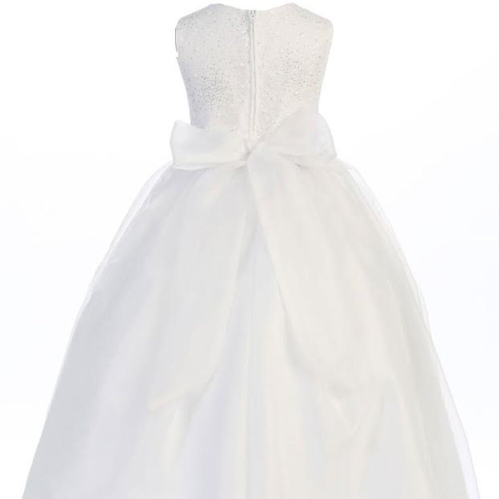 Big Girls Full Length Skirt Mesh Sparkling Top Communion Churhc Girls Dresses - Picture 3 of 7